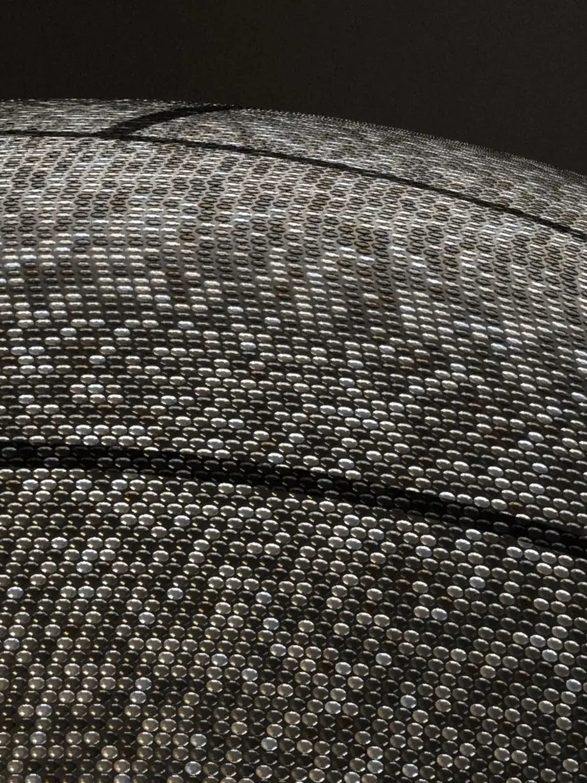 Close-up of rhinestones meeting at a seam on a Blizazz volleyball