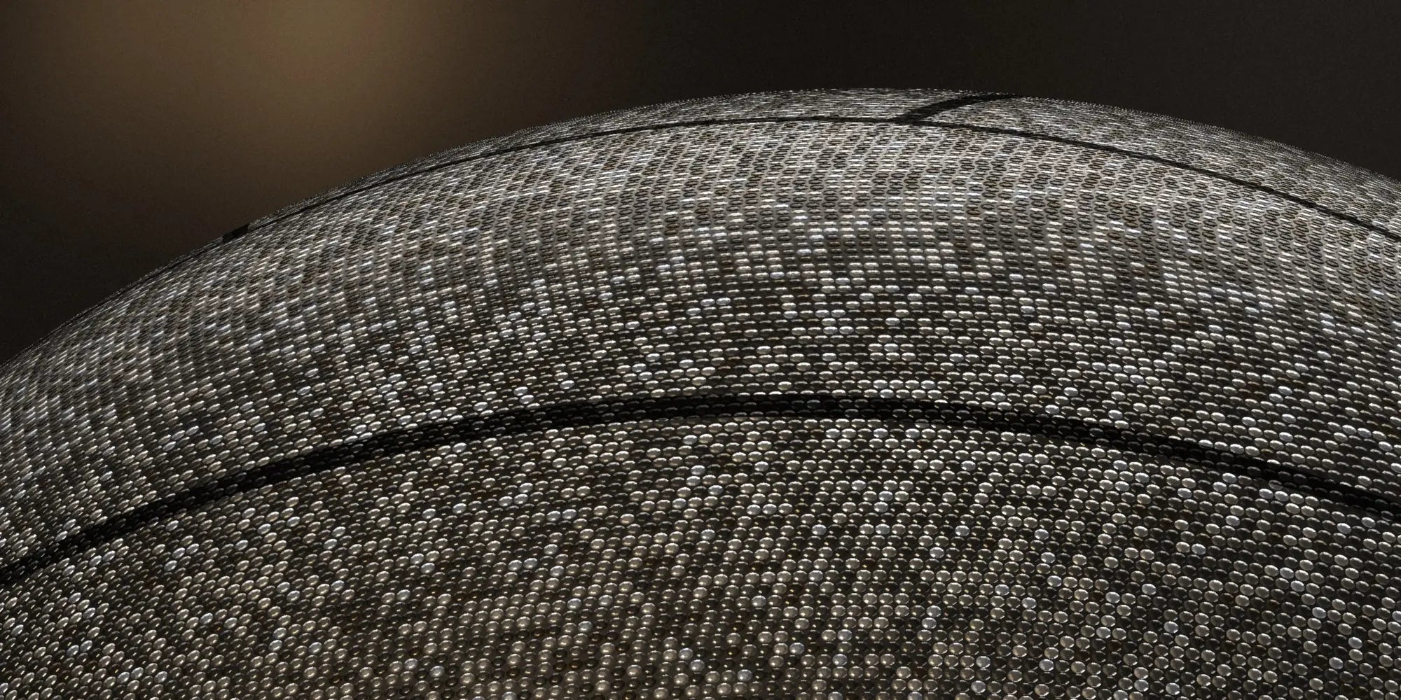 Close view of rows of rhinestones meeting at a seam